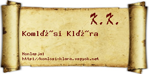 Komlósi Klára névjegykártya